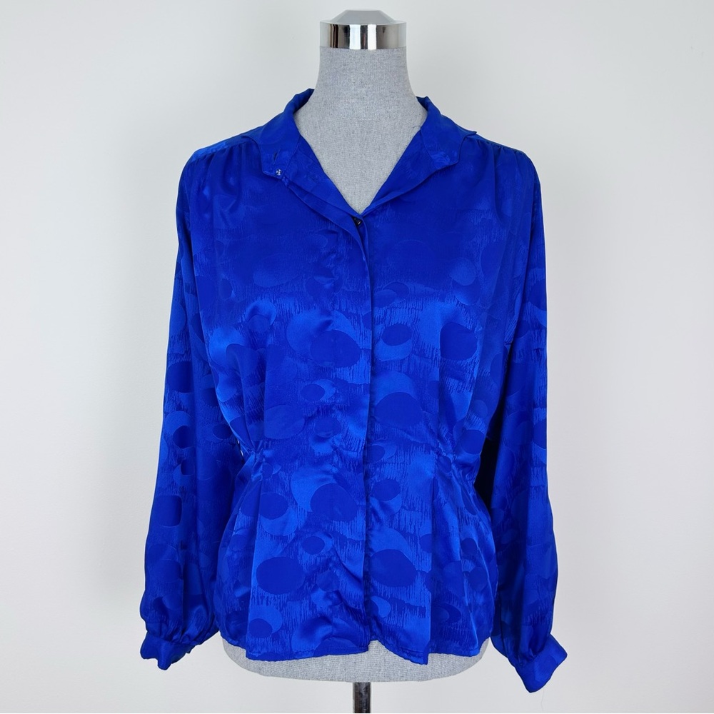 Vintage TJW by‎ Mervyns Vibrant Blue Button-Up Blouse